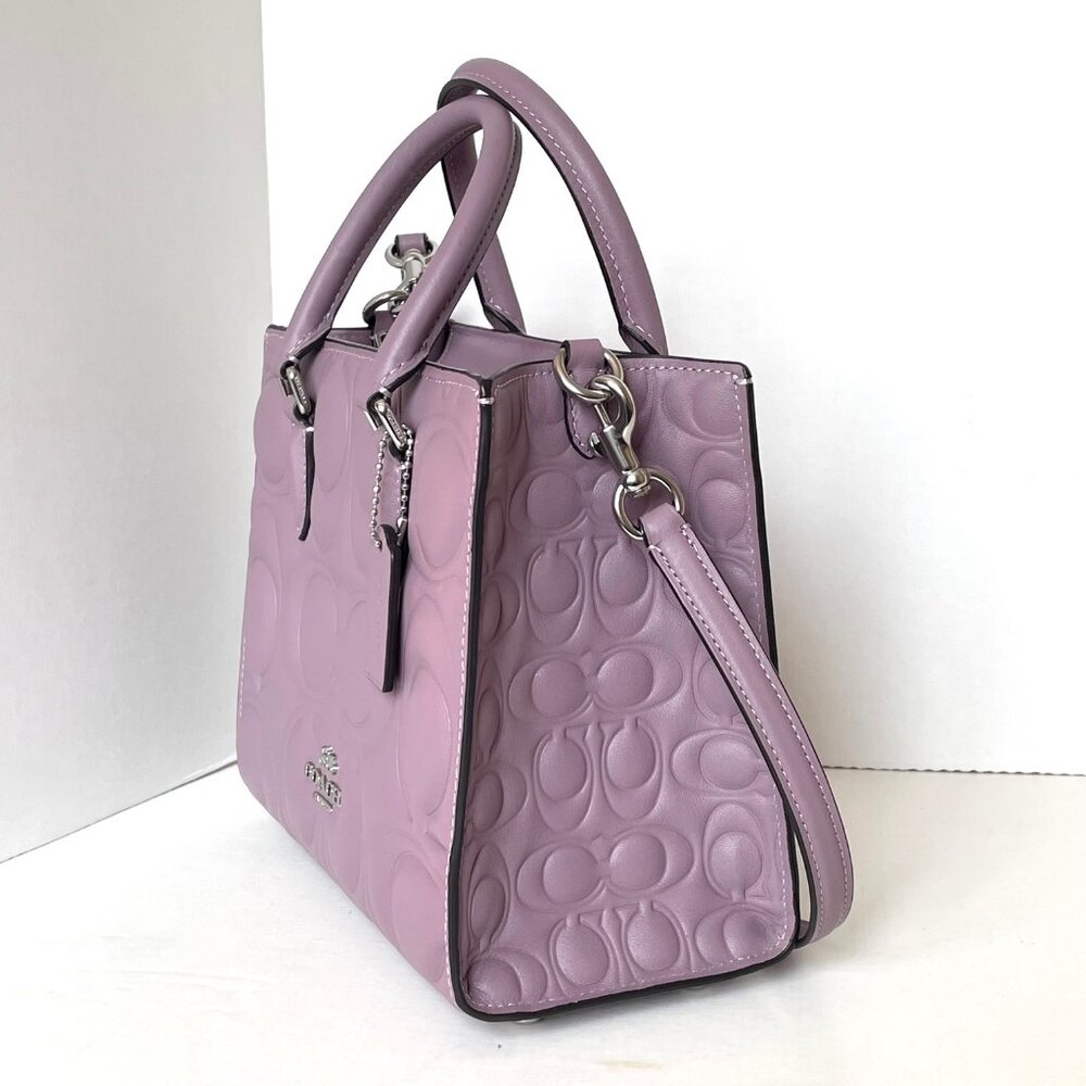 Coach Maggie Small Tote Jasmine Signature Leather Crossbody CY670 Purple - Picture 3 of 10